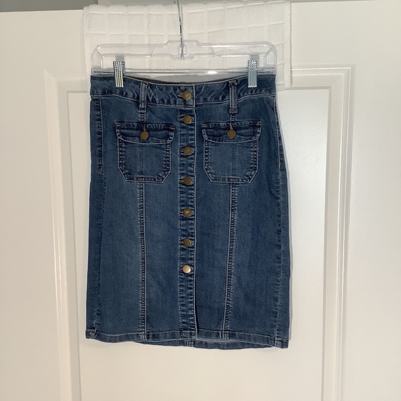 Cato Button Down Denim Skirt Blue Size 2 - Picture 1 of 6